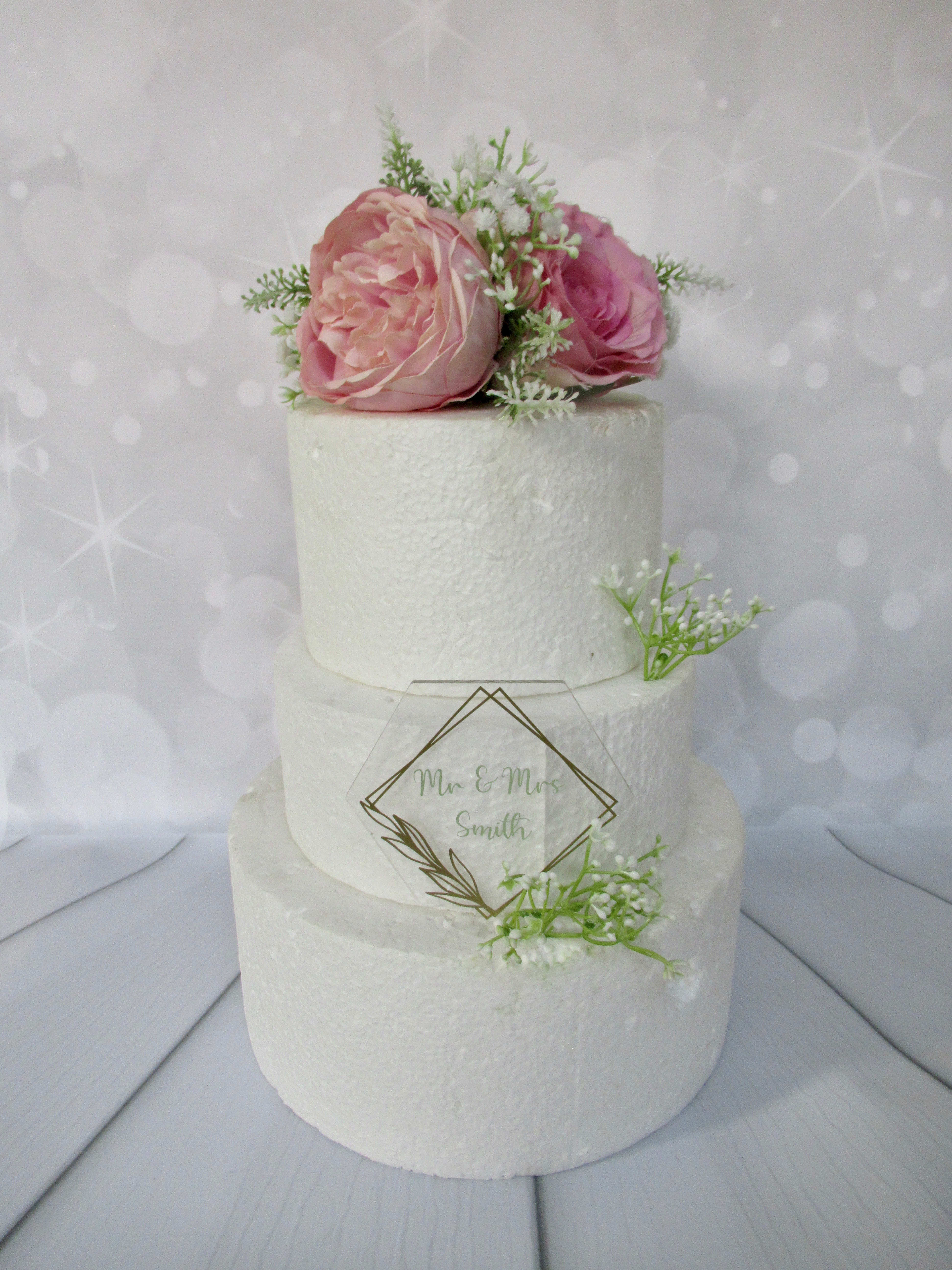 cheap peony and rose cake topper in pnk shades